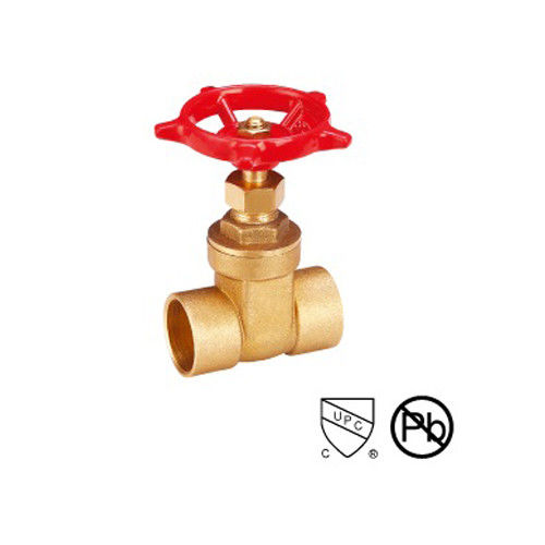 Soldagem termina Brass Gate Valve Casting Body Water Gate Valve Connect Manual Power Black Handwheel
